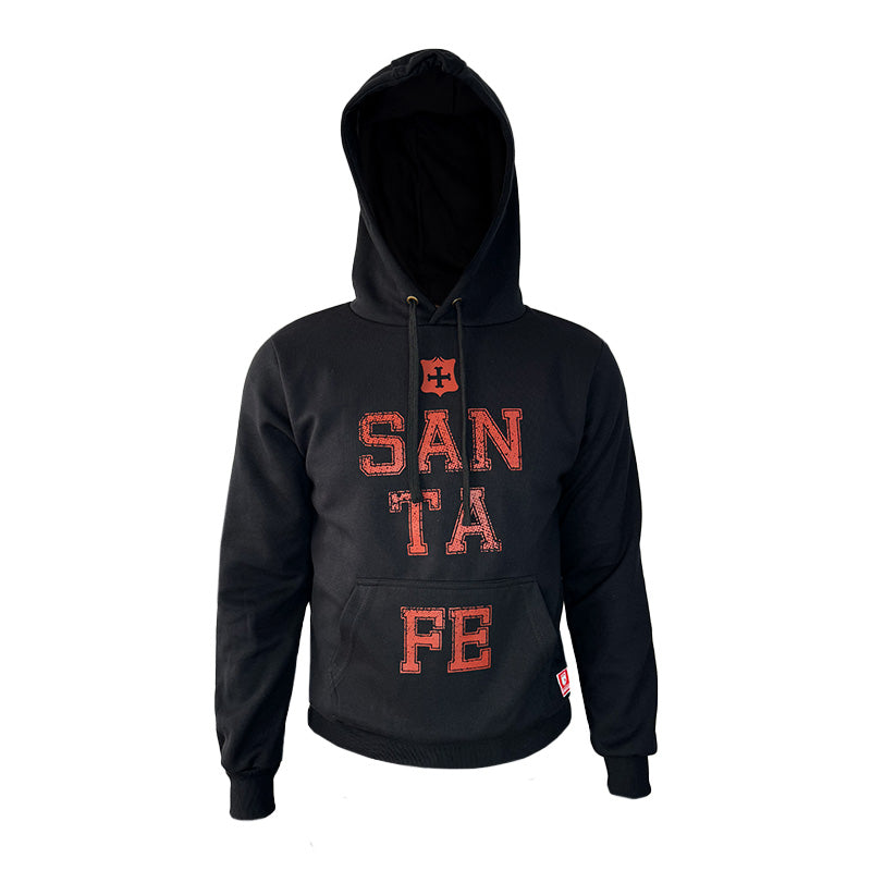 HOODIE CAPOTA NEGRO LETRA ROJA