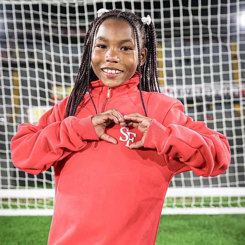 HOODIE INFANTIL MEDIA CREMALLERA ROJO