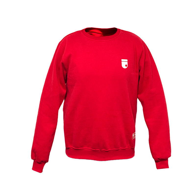 COMBO FUTBOLERO SACO ROJO ESCUDO MINIMALISTA-GORRA+LATA