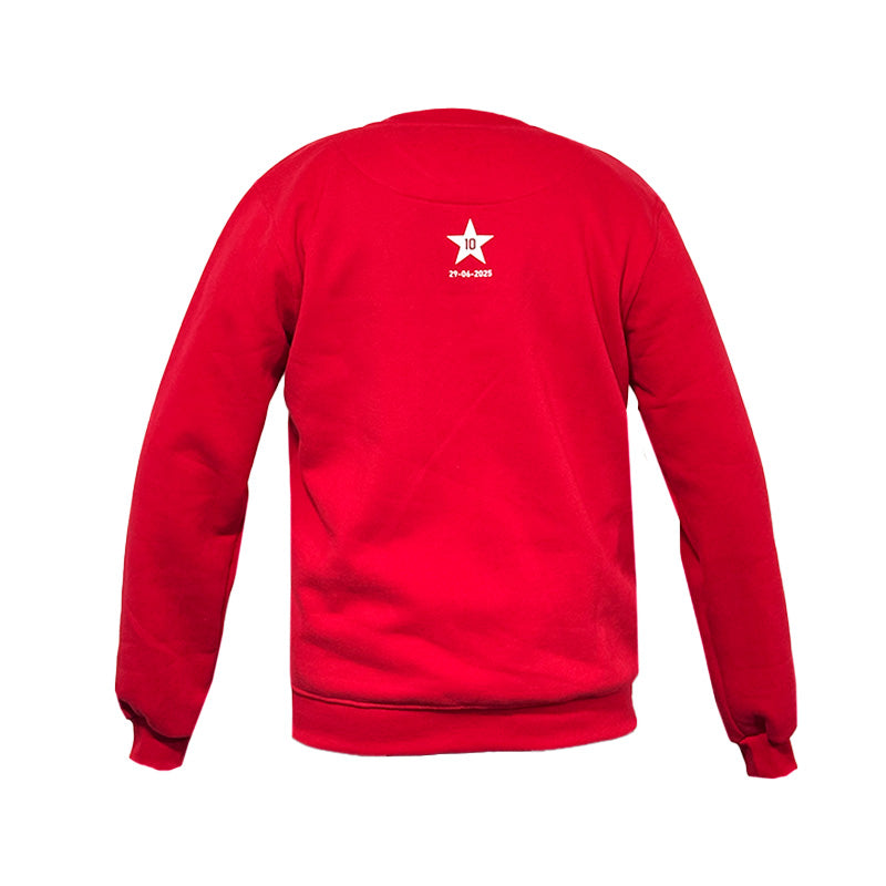 COMBO FUTBOLERO SACO ROJO ESCUDO MINIMALISTA-GORRA+LATA