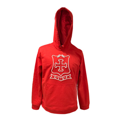 HOODIE ROJO ESCUDO ANTIGUO BLANCO