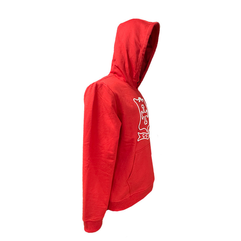 HOODIE ROJO ESCUDO ANTIGUO BLANCO