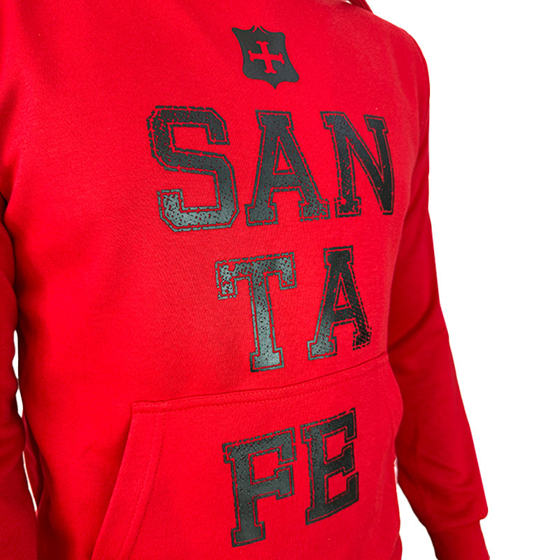 HOODIE CAPOTA ROJO LETRA NEGRA
